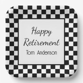 カスタム黒市松模様に除定パーティー ペーパープレート