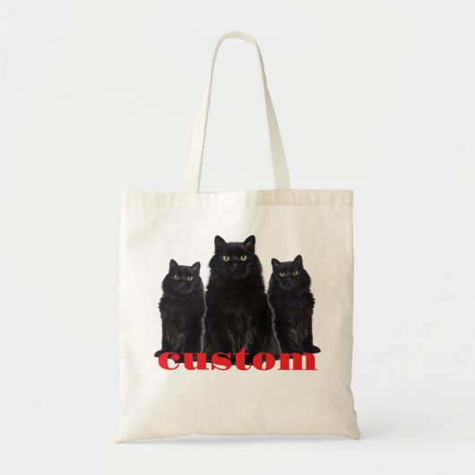 カスタム黒猫グラフィックTシャツ トートバッグ (正面)