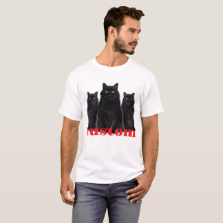カスタム黒猫グラフィックTシャツ Tシャツ