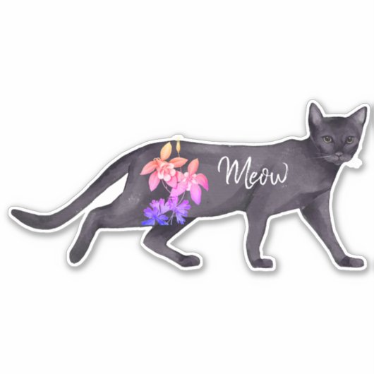カスタム黒猫ピンクのカスタムビニールのシール シール (正面)