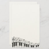 カスタム黒白ピアノのキーボード。名前の追加 便箋 (正面/裏面)