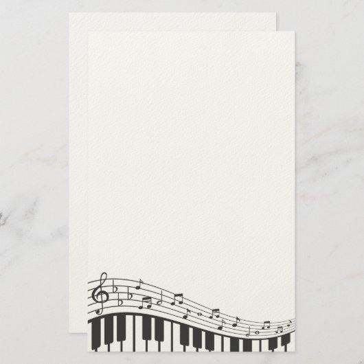 カスタム黒白ピアノのキーボード。名前の追加 便箋 (正面/裏面)