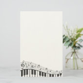 カスタム黒白ピアノのキーボード。名前の追加 便箋 (スタンド正面)