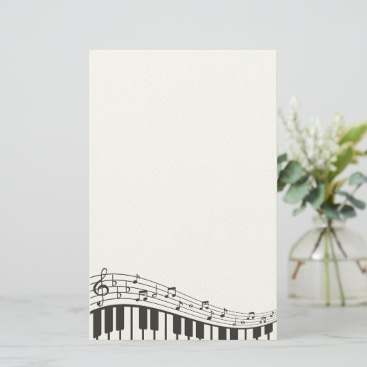 カスタム黒白ピアノのキーボード。名前の追加 便箋 (スタンド正面)