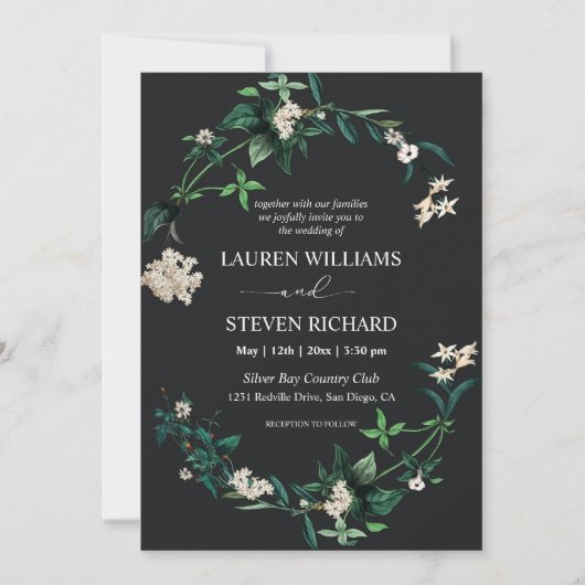カスタム黒緑離れ白花プレミアム 招待状 (正面)