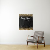 カスタム黒金ゴールドと白結婚のフォトブースプロップ タペストリー (インサイチュ)