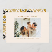 カスタム黒金ゴールドオーナメントアートフォトクリスマス シーズンカード (正面/裏面)