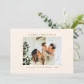 カスタム黒金ゴールドオーナメントアートフォトクリスマス シーズンカード (スタンド正面)