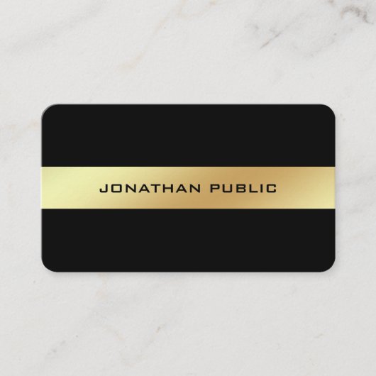 カスタム黒金ゴールドグラマエレガントーテンプレート光沢 名刺 (正面)