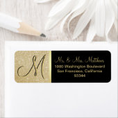 カスタム黒金ゴールドグリッターモノグラムレターリターン ラベル (インサイチュ)