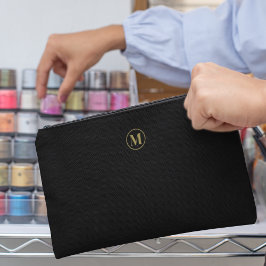 カスタム黒金ゴールドモノグラムミニマリストメイクアップ アクセサリーポーチ