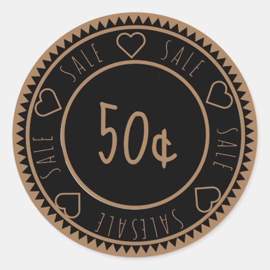 カスタム黒金ゴールド販売価格クラシック丸ステッカー ラウンドシール (正面)