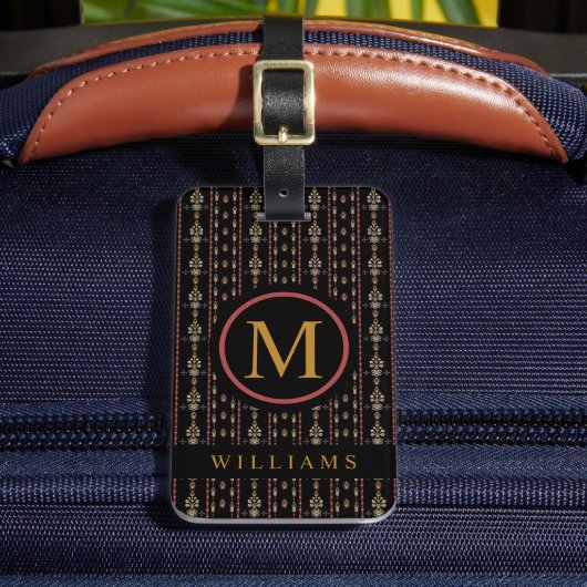 カスタム黒金ゴールド赤パタアステカーン ラゲッジタグ (正面インサイチュ2)