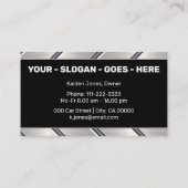 カスタム黒銀金属製自動車サービスクール 名刺 (裏面)