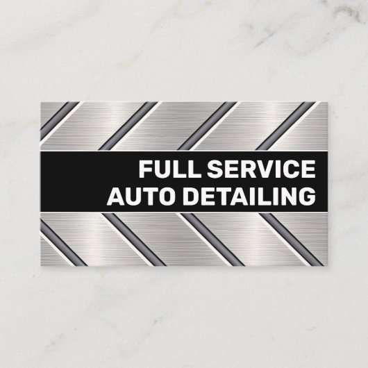 カスタム黒銀金属製自動車サービスクール 名刺 (正面)