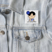 カスタム黒髪ボーイ誕生日ボタン 缶バッジ (インサイチュ)