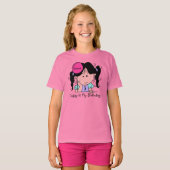 カスタム黒髪女w.バルーン誕生日Tシャツ Tシャツ (正面フル)