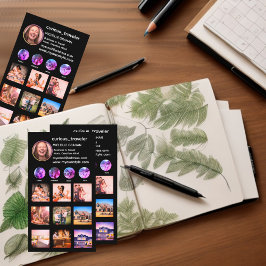 カスタム黒Instagramフォトグリッドコラージュ 名刺