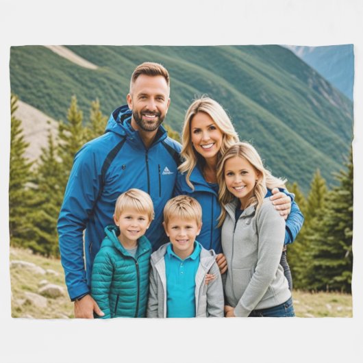 カスタム1フォトファミリー フリースブランケット (正面(横))