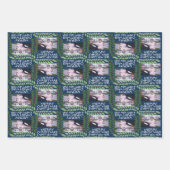 カスタム1フォトメリークリスマス葉ベリー ラッピングペーパーシート (正面3)