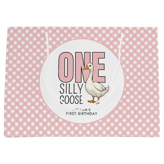 カスタム1ヶ月間抜け1日の誕生日の格子模様 ラージペーパーバッグ (正面)