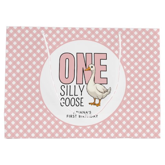 カスタム1ヶ月間抜け1日の誕生日の格子模様 ラージペーパーバッグ (裏面)