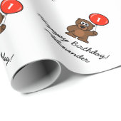 カスタム1回目の誕生日テディベアの包み紙 ラッピングペーパー (ロールコーナー)