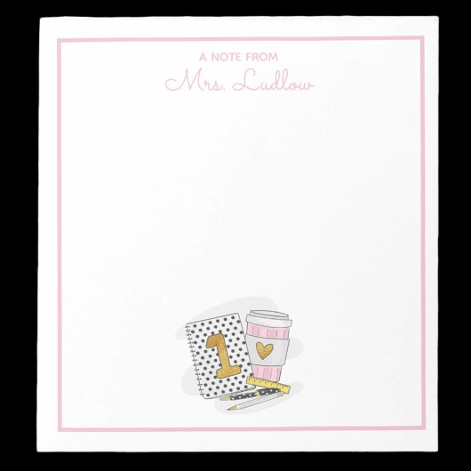 カスタム1年生先生鑑賞白 ノートパッド