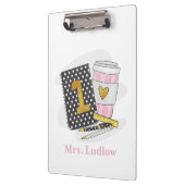 カスタム1級先生ブラックノートブックコーヒー クリップボード (左)