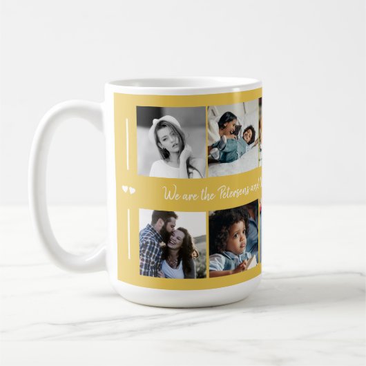 カスタム10写真コラージュあなたのテキストファミリーエレガント コーヒーマグカップ (左)