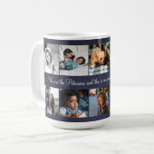カスタム10写真コラージュあなたのテキストファミリーエレガント コーヒーマグカップ (正面左)