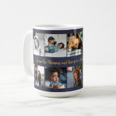 カスタム10写真コラージュあなたのテキストファミリーエレガント コーヒーマグカップ (正面左)