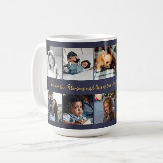 カスタム10写真コラージュあなたのテキストファミリーエレガント コーヒーマグカップ (正面左)