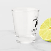 カスタム10周年記念スクリプト白黒モダン ショットグラス (左)