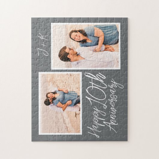 カスタム10周年記念結婚写真コラージュ ジグソーパズル (縦)