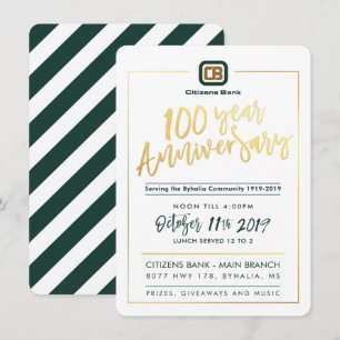 カスタム100周年パーティー- Citizens Bank 招待状