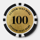 カスタム100 ナンバリング ゴールド ポーカーチップ (正面)