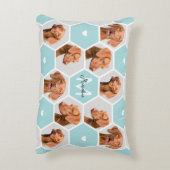 カスタム10 Pet Dog Photo Collage Monogram Blue Gray アクセントクッション (裏面(縦))