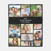 カスタム11フォトコラージブラック フリースブランケット (正面)