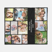 カスタム11フォトコラージブラック フリースブランケット (正面(横))