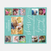 カスタム11フォトコラージュ家族ラブ引用文ティール(緑がかった色) フリースブランケット (正面(横))