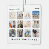 カスタム12フォトコラージハッピーホリデーズクリスマス セラミックオーナメント (左)