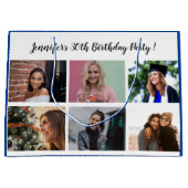 カスタム12フォトコラージュ名ハッピーバースデーパーティー ラージペーパーバッグ (正面)