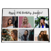 カスタム12フォトコラージュ名前をカスタムするハッピーバースデー ラージペーパーバッグ (正面)