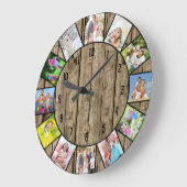 カスタム12フォトコラージュ天素朴然木丸 ラージ壁時計 (傾斜)
