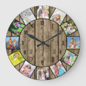 カスタム12フォトコラージュ天素朴然木丸 ラージ壁時計 (正面)