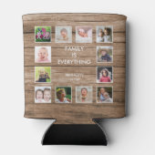 カスタム12フォトコラージュ家族引用文再生木材 缶クーラー (裏面)