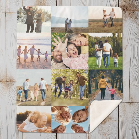 カスタム12フォトコラージュ シェルパブランケット