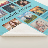 カスタム12フレンズ家族フォトコラージアクアブルー シェルパブランケット (3/4)