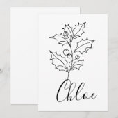 カスタム12月ホリー誕生花ギフト 招待状 (正面/裏面)